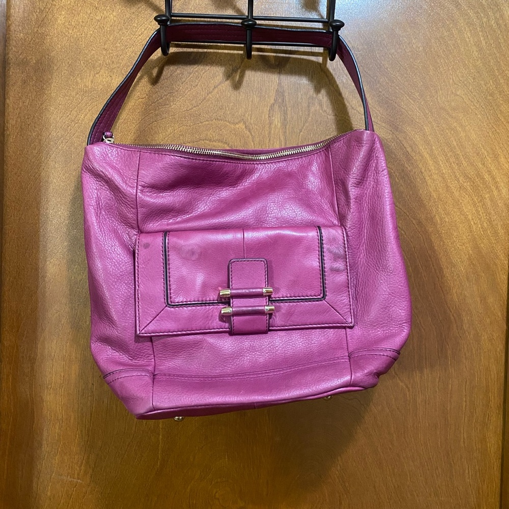 B. Makowsky Magenta Leather Shoulder Bag